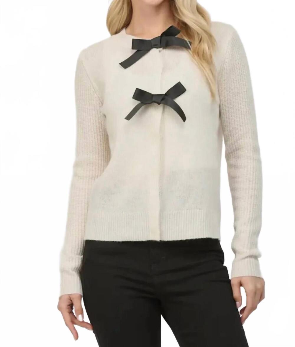 NEW FATE bow trimmed cardigan in cream